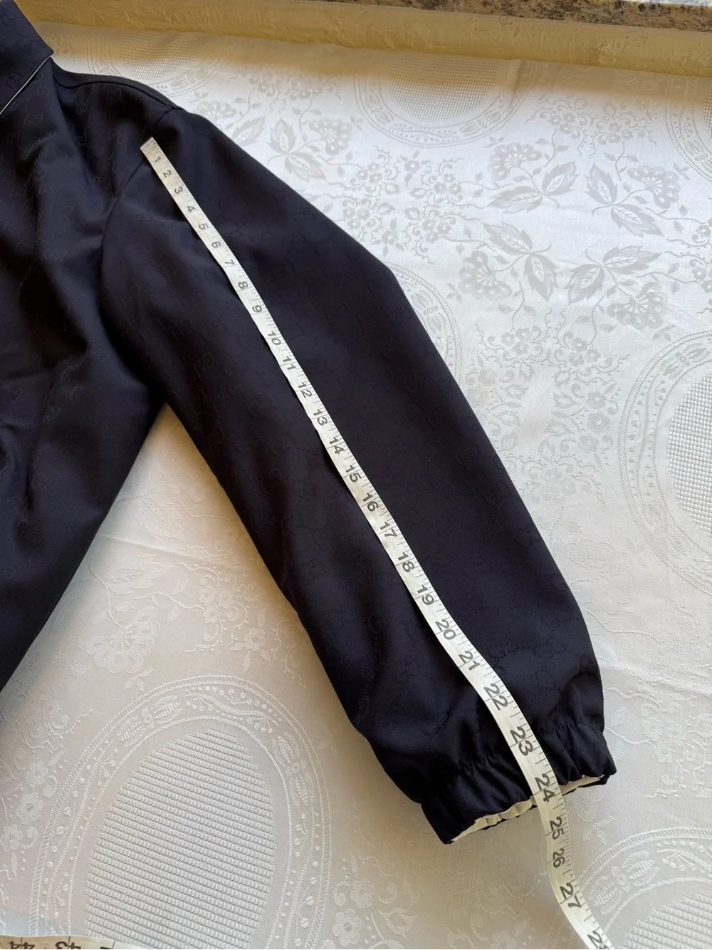 Gucci Reversible Navy Blue Jacquard Jacket Subtle Monogram Men’s Size 50X US-XL